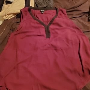 Burgundy Georgette Blouse with Black Accents Sz 2